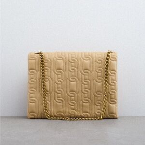 Zara beige padded shoulder bag